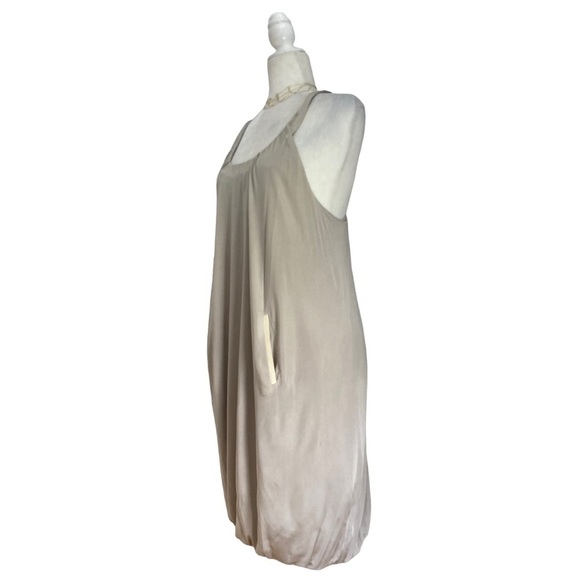Yigal Azrouël Scoop Neck Draped Sleeveless Dress with pockets in London Fog - Picture 2 of 8